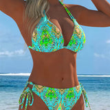 Krāsains Bikini ar Kakla Siksnu