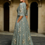 Hazel - Elegants V - Neck ar jostu Boho maksi kleita