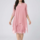 Frauen Rundhals Besticktes Patchwork Kleid