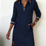 Stilīgs garām piedurknēm kokvilnas kleita