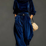 Damen Retro-Hoodie-Set mit weiter Hose und Gürtel