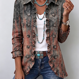 Benita - Chaqueta Degradado Texturizado con Volantes