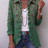 Jacinta - Chaqueta Cachemira Verde con Volantes