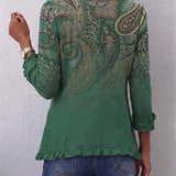 Jacinta - Chaqueta Cachemira Verde con Volantes