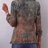 Benita - Chaqueta Degradado Texturizado con Volantes