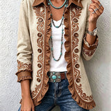 Damen Langarm-Rüschenjacke mit Knöpfen