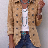 Damen Langarm-Rüschenjacke mit Knöpfen