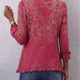 Adoración - Chaqueta Cachemira Rosa con Volantes