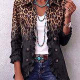Sabina - Chaqueta blazers Leopardo Negro con Volantes