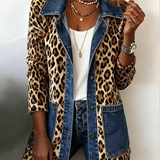 Lorena - Chaqueta Larga de Leopardo con Vaquero