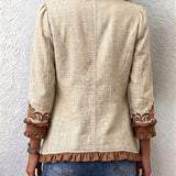 Damen Langarm-Rüschenjacke mit Knöpfen