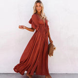 Julie™ - Rote Lange Strandkleid
