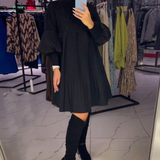 Marlene | Plus-size kleita ar stāvošu apkakli un laternu piedurknēm