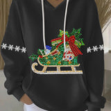 Damen Weihnachtsdruck Freizeit Hoodie