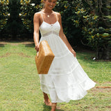 Sophie™ - Balts Maxi Pludmales Kleita