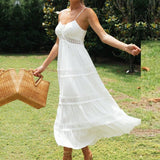 Sophie™ - Balts Maxi Pludmales Kleita