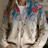 Zillah | Damen Strickjacke mit floralem Farbverlauf und Reißverschluss